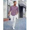 COOFANDY Men’s Casual Button Down Shirts Long Sleeve Untucked Shirts Regular Fit Linen Shirt(Purple)