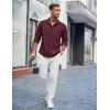 COOFANDY Men’s Casual Button Down Shirts Long Sleeve Untucked Shirts Regular Fit Linen Shirt(Red)