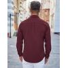 COOFANDY Men’s Casual Button Down Shirts Long Sleeve Untucked Shirts Regular Fit Linen Shirt(Red)