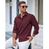 COOFANDY Men’s Casual Button Down Shirts Long Sleeve Untucked Shirts Regular Fit Linen Shirt(Red)