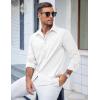 COOFANDY Men’s Casual Button Down Shirts Long Sleeve Untucked Shirts Regular Fit Linen Shirt(White)