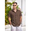 COOFANDY Men’s Casual Button Down Shirts Short Sleeve Linen Shirts Summer Beach Dress Shirt(Brown)