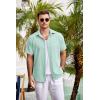 COOFANDY Men’s Casual Button Down Shirts Short Sleeve Linen Shirts Summer Beach Dress Shirt(Light Green)