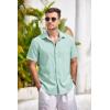 COOFANDY Men’s Casual Button Down Shirts Short Sleeve Linen Shirts Summer Beach Dress Shirt(Light Green)