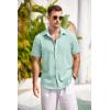 COOFANDY Men’s Casual Button Down Shirts Short Sleeve Linen Shirts Summer Beach Dress Shirt(Light Green)