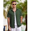 COOFANDY Men’s Casual Button Down Shirts Short Sleeve Linen Shirts Summer Beach Dress Shirt(Linen – Army Green)