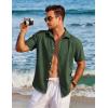 COOFANDY Men’s Casual Button Down Shirts Short Sleeve Linen Shirts Summer Beach Dress Shirt(Linen – Army Green)