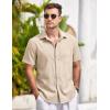 COOFANDY Men’s Casual Button Down Shirts Short Sleeve Linen Shirts Summer Beach Dress Shirt(Linen – Khaki)