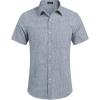COOFANDY Men’s Casual Button Down Shirts Short Sleeve Linen Shirts Summer Beach Dress Shirt(Navy)