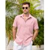 COOFANDY Men’s Casual Button Down Shirts Short Sleeve Linen Shirts Summer Beach Dress Shirt(Pink)