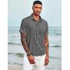 COOFANDY Men’s Casual Button Down Shirts Short Sleeve Linen Shirts Summer Beach Dress Shirt(Short Sleeve – Black)