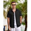 COOFANDY Men’s Casual Button Down Shirts Short Sleeve Linen Shirts Summer Beach Dress Shirt(Short Sleeve – Dark Black)