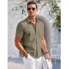 COOFANDY Men’s Casual Button Down Shirts Short Sleeve Summer Beach Vacation Untucked Dress Shirts with Pocket(Army Green)