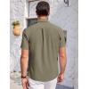 COOFANDY Men’s Casual Button Down Shirts Short Sleeve Summer Beach Vacation Untucked Dress Shirts with Pocket(Army Green)