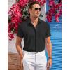 COOFANDY Men’s Casual Button Down Shirts Short Sleeve Summer Beach Vacation Untucked Dress Shirts with Pocket(Black)