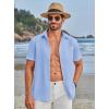 COOFANDY Men’s Casual Button Down Shirts Short Sleeve Summer Beach Vacation Untucked Dress Shirts with Pocket(Blue)