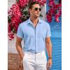 COOFANDY Men’s Casual Button Down Shirts Short Sleeve Summer Beach Vacation Untucked Dress Shirts with Pocket(Blue)