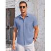 COOFANDY Men’s Casual Button Down Shirts Short Sleeve Summer Beach Vacation Untucked Dress Shirts with Pocket(Dark Blue)