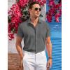 COOFANDY Men’s Casual Button Down Shirts Short Sleeve Summer Beach Vacation Untucked Dress Shirts with Pocket(Dark Gray)