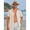 COOFANDY Men’s Casual Button Down Shirts Short Sleeve Summer Beach Vacation Untucked Dress Shirts with Pocket(Khaki)