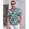 COOFANDY Men’s Casual Button Down Shirts Short Sleeve Summer Beach Vacation Untucked Dress Shirts with Pocket(Leaf-deep Green)