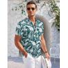 COOFANDY Men’s Casual Button Down Shirts Short Sleeve Summer Beach Vacation Untucked Dress Shirts with Pocket(Leaf-deep Green)
