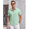 COOFANDY Men’s Casual Button Down Shirts Short Sleeve Summer Beach Vacation Untucked Dress Shirts with Pocket(Leaf-green)