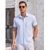 COOFANDY Men’s Casual Button Down Shirts Short Sleeve Summer Beach Vacation Untucked Dress Shirts with Pocket(Light Blue)