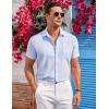 COOFANDY Men’s Casual Button Down Shirts Short Sleeve Summer Beach Vacation Untucked Dress Shirts with Pocket(Light Blue)