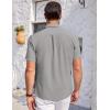 COOFANDY Men’s Casual Button Down Shirts Short Sleeve Summer Beach Vacation Untucked Dress Shirts with Pocket(Light Grey)