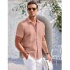 COOFANDY Men’s Casual Button Down Shirts Short Sleeve Summer Beach Vacation Untucked Dress Shirts with Pocket(Pink)