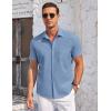 COOFANDY Men’s Casual Button Down Shirts Short Sleeve Summer Beach Vacation Untucked Dress Shirts with Pocket(Royal Blue)