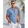 COOFANDY Men’s Casual Button Down Shirts Short Sleeve Summer Beach Vacation Untucked Dress Shirts with Pocket(Royal Blue)