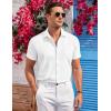 COOFANDY Men’s Casual Button Down Shirts Short Sleeve Summer Beach Vacation Untucked Dress Shirts with Pocket(White)