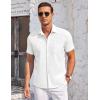 COOFANDY Men’s Casual Button Down Shirts Short Sleeve Summer Beach Vacation Untucked Dress Shirts with Pocket(White)