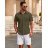 COOFANDY Men’s Casual Button Down Short Sleeve Shirts Untucked Wrinkle Free Shirt Stretch Dress Shirts(Army Green)