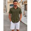 COOFANDY Men’s Casual Button Down Short Sleeve Shirts Untucked Wrinkle Free Shirt Stretch Dress Shirts(Army Green)