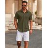 COOFANDY Men’s Casual Button Down Short Sleeve Shirts Untucked Wrinkle Free Shirt Stretch Dress Shirts(Army Green)