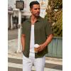 COOFANDY Men’s Casual Button Down Short Sleeve Shirts Untucked Wrinkle Free Shirt Stretch Dress Shirts(Army Green)