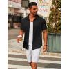 COOFANDY Men’s Casual Button Down Short Sleeve Shirts Untucked Wrinkle Free Shirt Stretch Dress Shirts(Black)