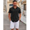 COOFANDY Men’s Casual Button Down Short Sleeve Shirts Untucked Wrinkle Free Shirt Stretch Dress Shirts(Black)