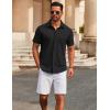 COOFANDY Men’s Casual Button Down Short Sleeve Shirts Untucked Wrinkle Free Shirt Stretch Dress Shirts(Black)