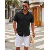 COOFANDY Men’s Casual Button Down Short Sleeve Shirts Untucked Wrinkle Free Shirt Stretch Dress Shirts(Black)