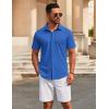 COOFANDY Men’s Casual Button Down Short Sleeve Shirts Untucked Wrinkle Free Shirt Stretch Dress Shirts(Blue)