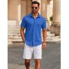 COOFANDY Men’s Casual Button Down Short Sleeve Shirts Untucked Wrinkle Free Shirt Stretch Dress Shirts(Blue)