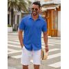 COOFANDY Men’s Casual Button Down Short Sleeve Shirts Untucked Wrinkle Free Shirt Stretch Dress Shirts(Blue)