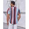 COOFANDY Men’s Casual Button Down Short Sleeve Shirts Untucked Wrinkle Free Shirt Stretch Dress Shirts(Blue-red Stripes)