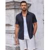 COOFANDY Men’s Casual Button Down Short Sleeve Shirts Untucked Wrinkle Free Shirt Stretch Dress Shirts(Dark Blue)