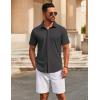 COOFANDY Men’s Casual Button Down Short Sleeve Shirts Untucked Wrinkle Free Shirt Stretch Dress Shirts(Dark Grey)