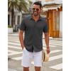 COOFANDY Men’s Casual Button Down Short Sleeve Shirts Untucked Wrinkle Free Shirt Stretch Dress Shirts(Dark Grey)